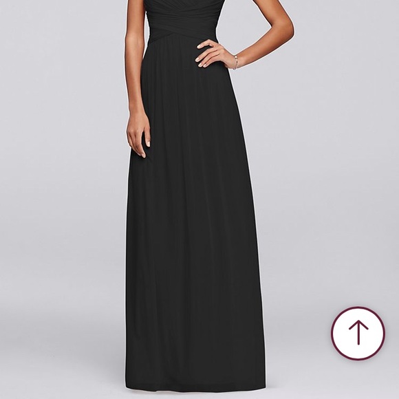 Mesh Long Bridesmaid Dress with Crisscross Back - Picture 3 of 5